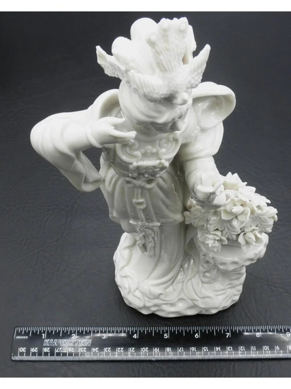 Porcelain Geisha Figurine Statue Cream Colored Bird Hat Flowers 11 IN Exquisite! - Picture 13 of 16